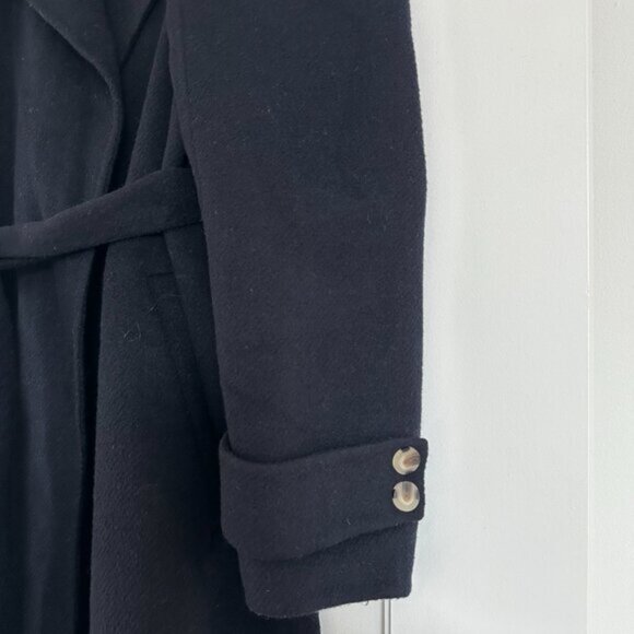NWT Reiss Leah Longline Overcoat  Sz 6 in Navy Belted Notch Lapel Wool Blend - Picture 6 of 10